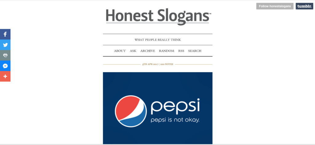 honestslogans - new interesting websites