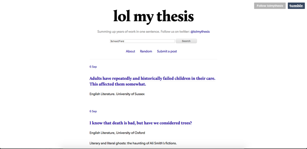 lolmythesis - top ten interesting websites