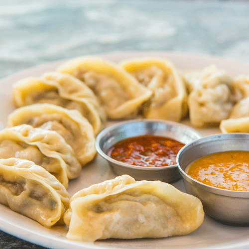 Momos and Baked Rossogollas