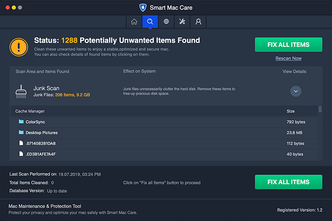 smart mac care junk scan
