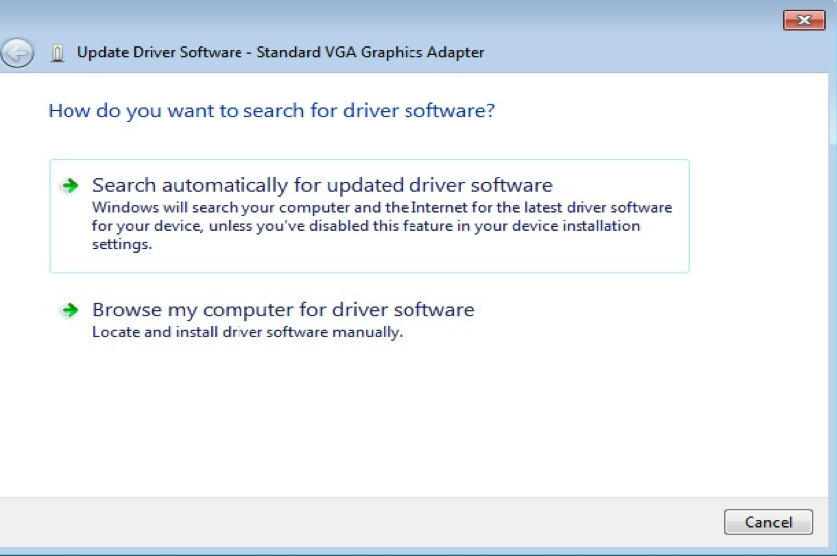 Search automatically for updated driver software