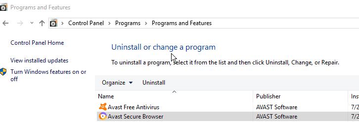uninstall-Avast-secure-browser