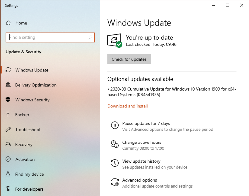 update in windows 10