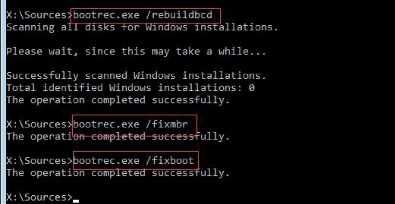 Use Bootrec.exe Tool to Rebuild the BCD in Windows