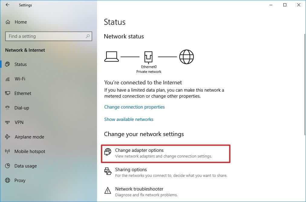 Change adapter options