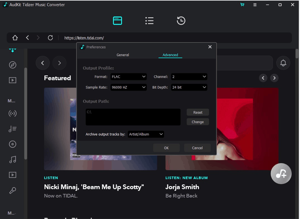 Change the output settings of Tidal music-