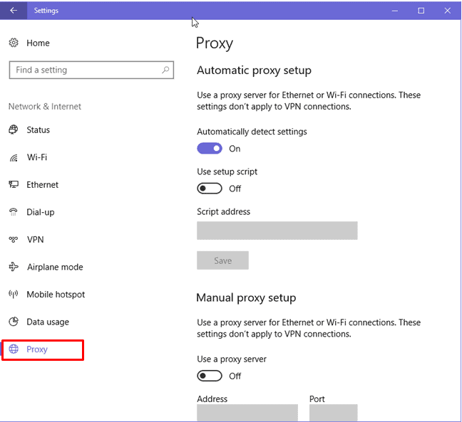 open proxy tab