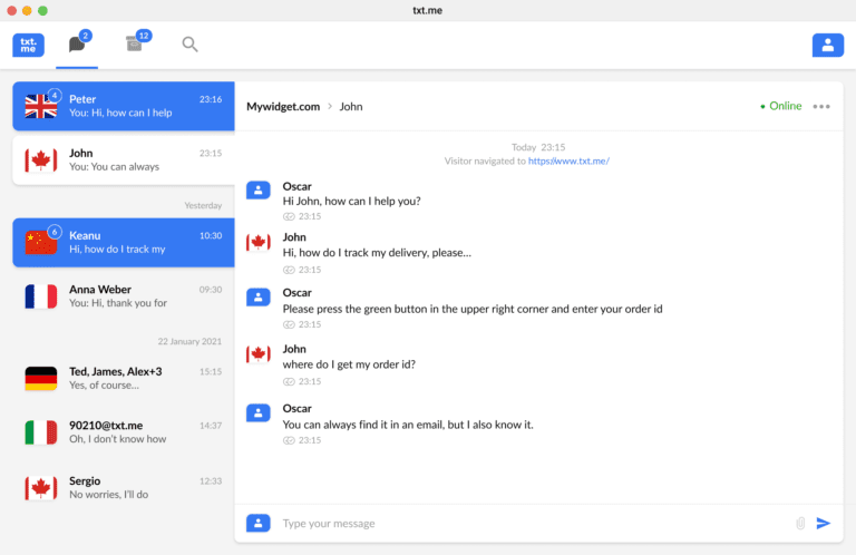 txt.me Omnichannel Live Chat Support App