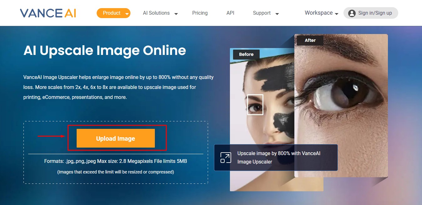 Image Upscaler Product Page 