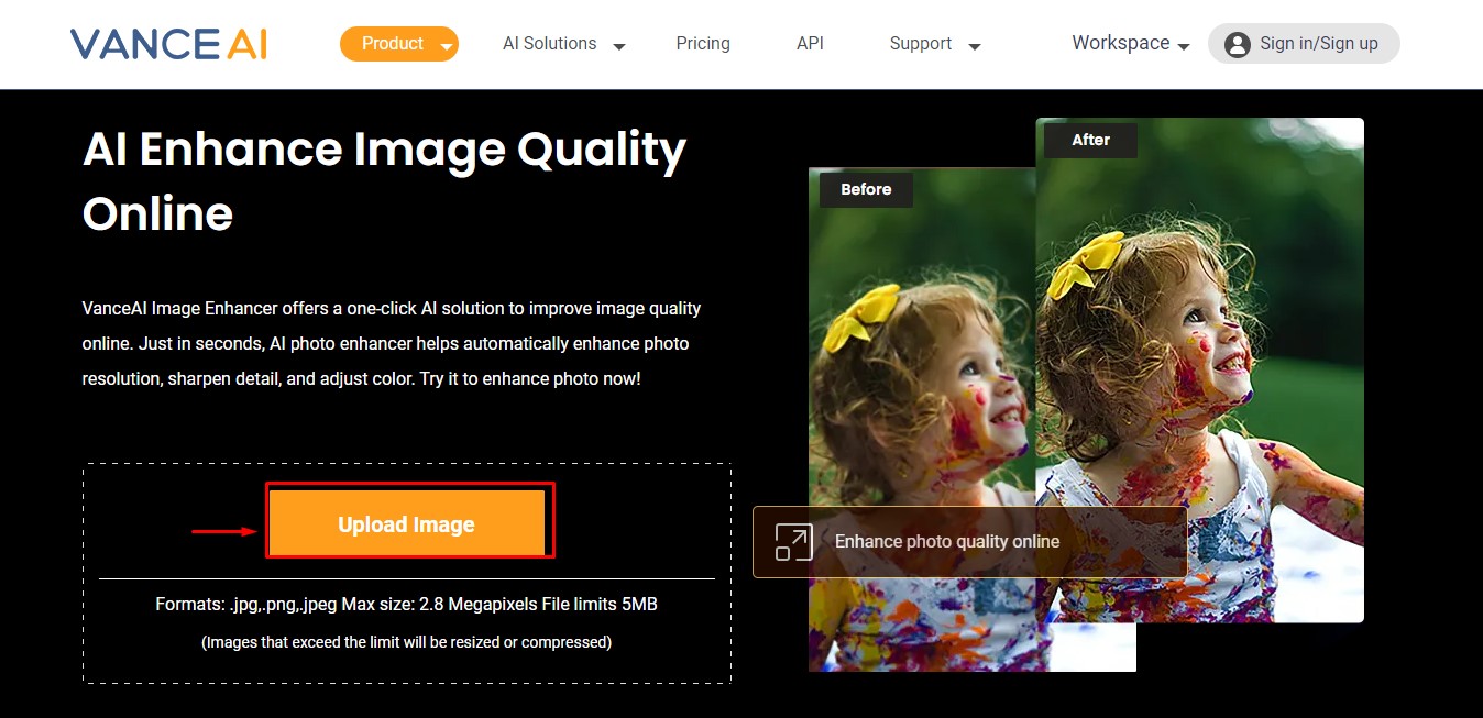 VanceAI Photo Enhancer Product Page