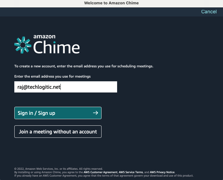 how to log into amazon chime