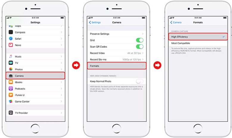 Convert HEIC Images by changing settings