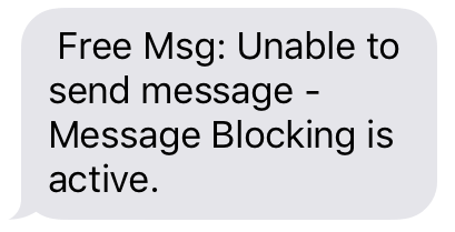 free msg unable to send message message blocking is active