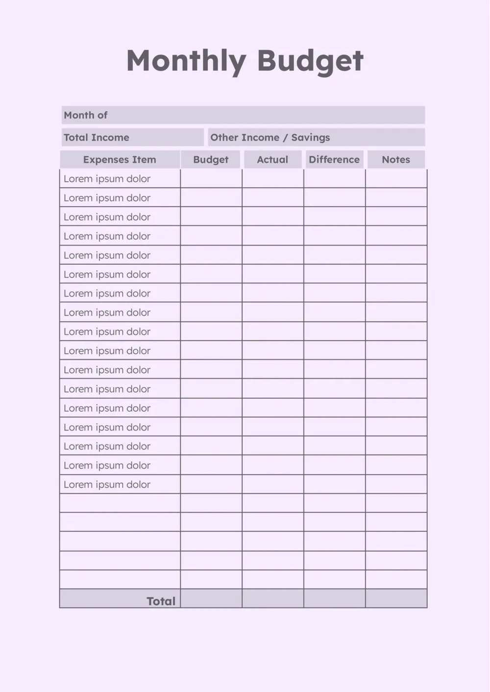 Budget Planner Template