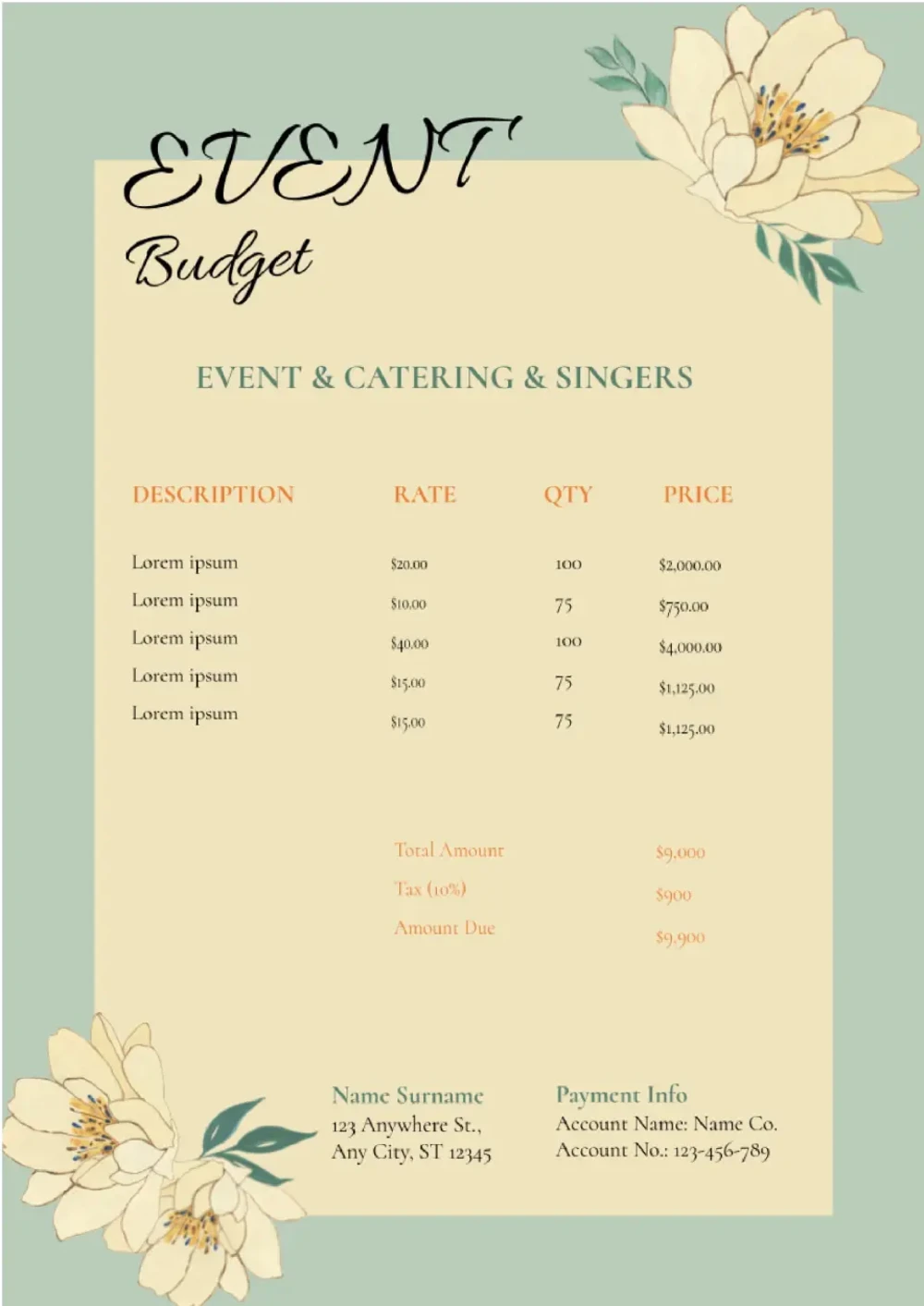 Event Budget Template