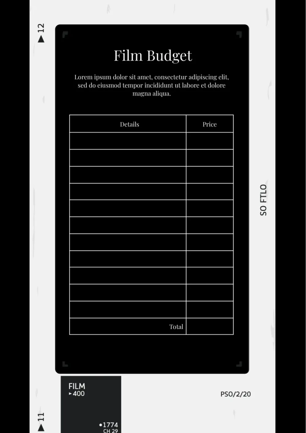 Film Budget Template