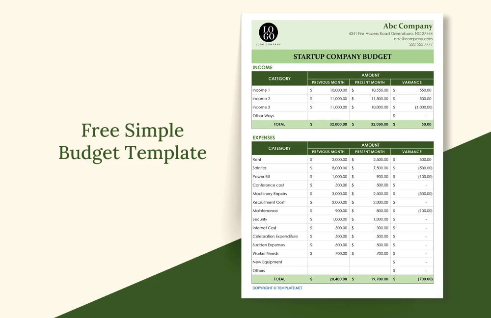 Simple Budget Template