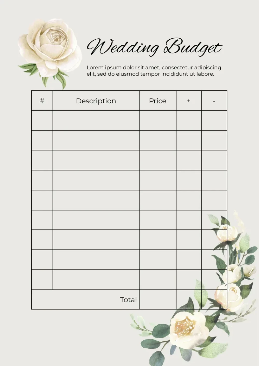 Wedding Budget Template