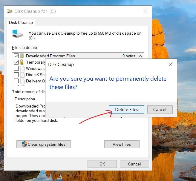 disk cleanup delete files