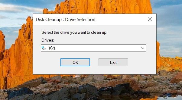 disk cleanup drive selection