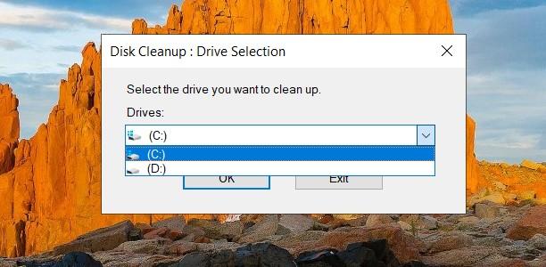 disk cleanup drive selection