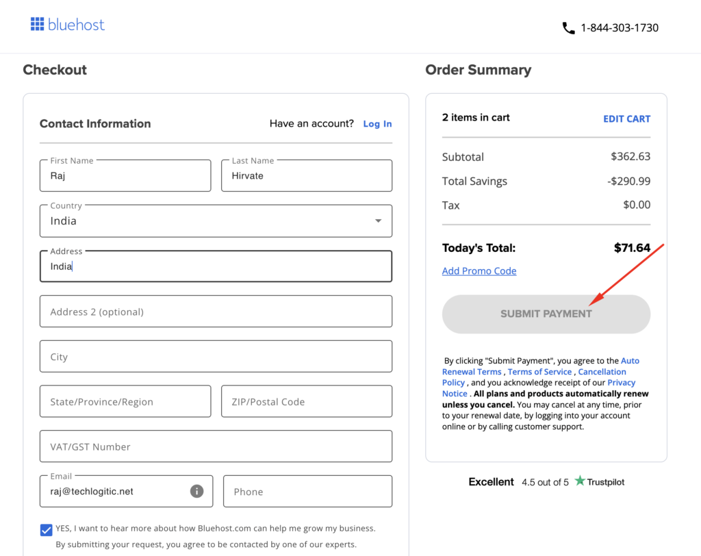 checkout-bluehost