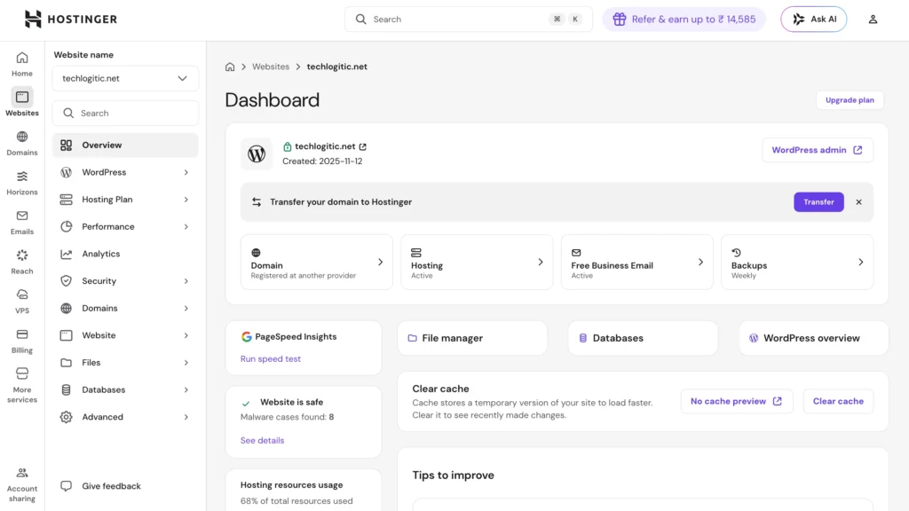 hostinger-techlogitic-hpanel