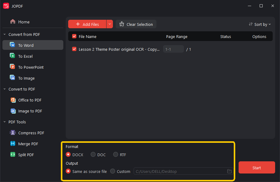 select output format